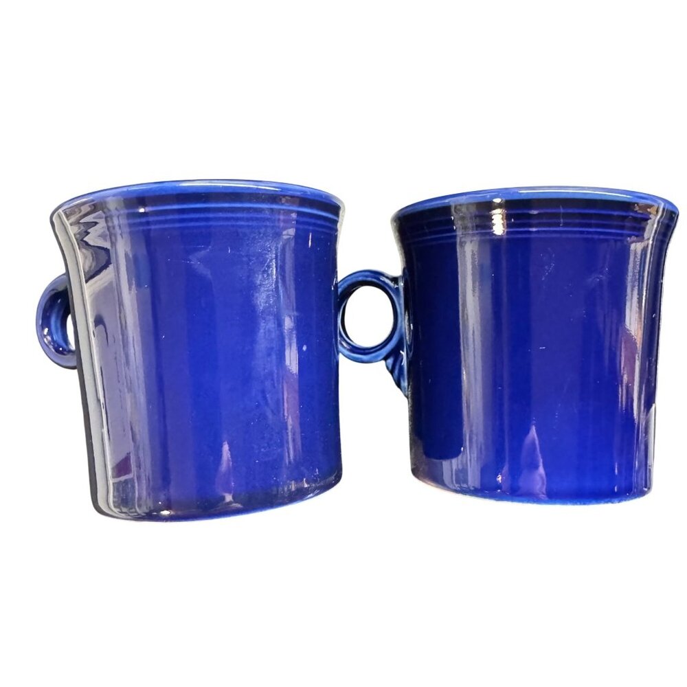 2 X Fiestaware Cobalt Blue Coffee Mugs O -Ring Handle- Homer Laughlin HLC USA